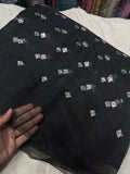 Black Organza Dupatta with Silver Embroidery | Premium Party Wear & Wedding Dupatta | 2.5 Yards