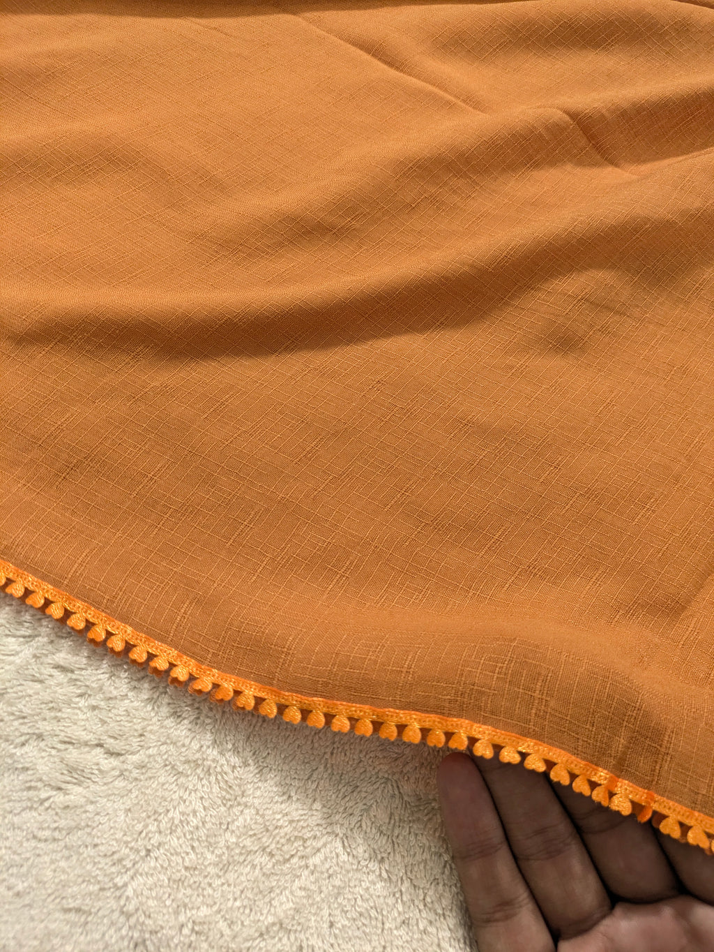 Premium Soft Lawn Hijab with Four Side Lace & Textured Fabric – 2 Yards