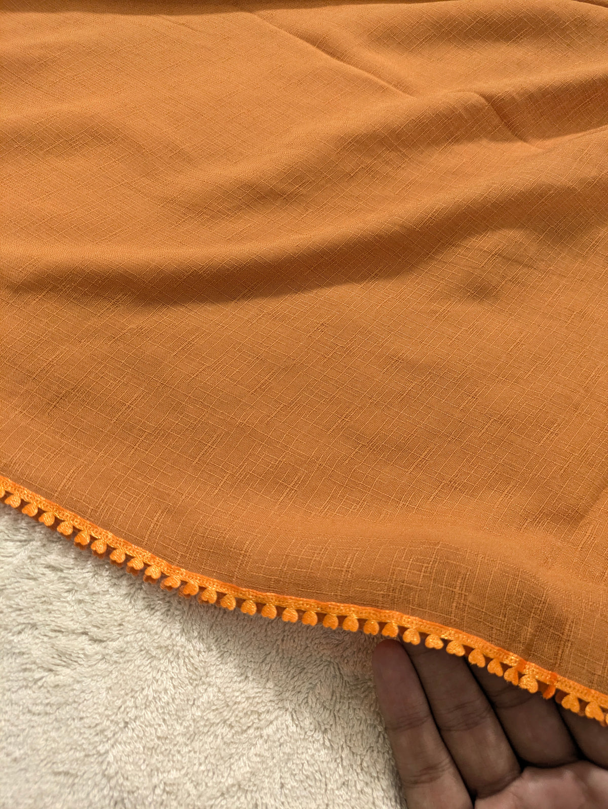 Premium Soft Lawn Hijab with Four Side Lace & Textured Fabric – 2 Yards