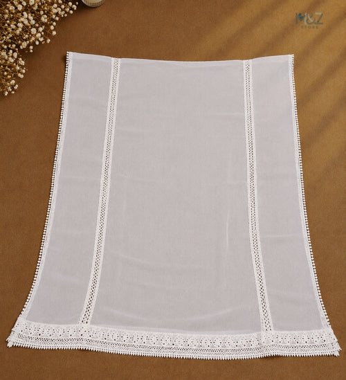 Bember chiffon white four side lace Dupatta 2.5 yards