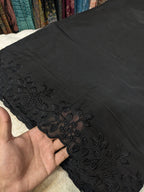 Voile Lawn black  Scalloped Dupatta with black    Embroidery | black lawn Cutwork Dupatta 2.5 yards length
