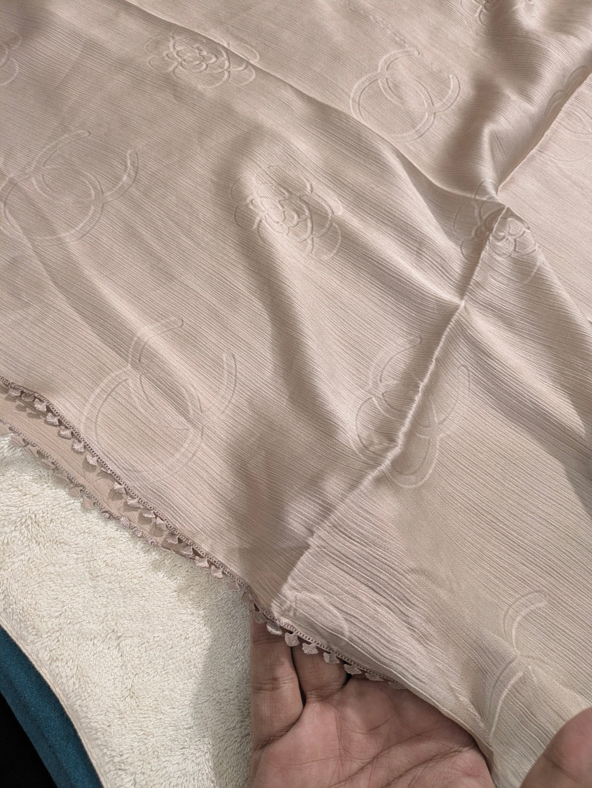 Premium Silk Hijab with Four Side Cutwork Lace | Elegant Party Wear Hijab