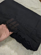 Voile Lawn black  Scalloped Dupatta with black    Embroidery | black lawn Cutwork Dupatta 2.5 yards length