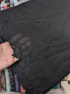 Voile Lawn black  Scalloped Dupatta with black    Embroidery | black lawn Cutwork Dupatta