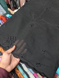 Voile Lawn black  Scalloped Dupatta with black    Embroidery | black lawn Cutwork Dupatta