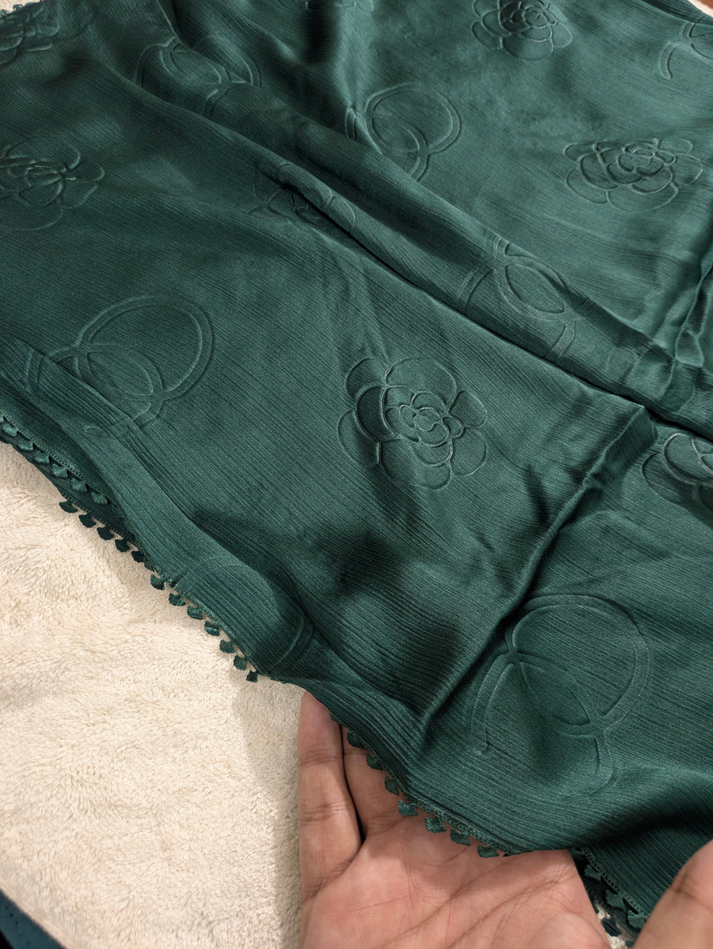 Premium Silk Hijab with Four Side Cutwork Lace | Elegant Party Wear Hijab