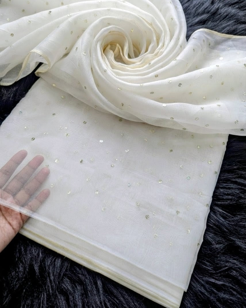 Soft Organza  Dupatta With Golden Sitara Embroidery 2.5 yards 
 Dupatta Diyable in all colors