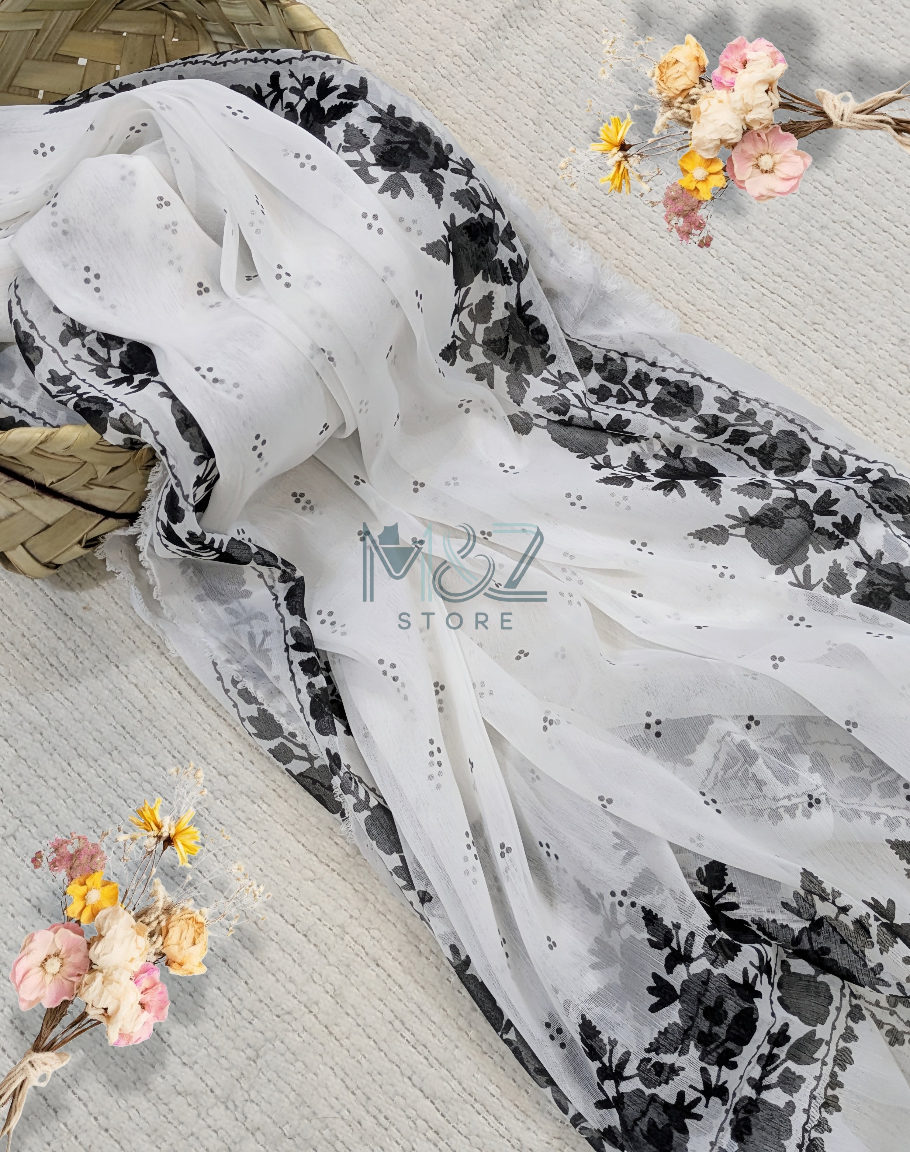 Chiffon Block Print Dupatta 2.5 yards