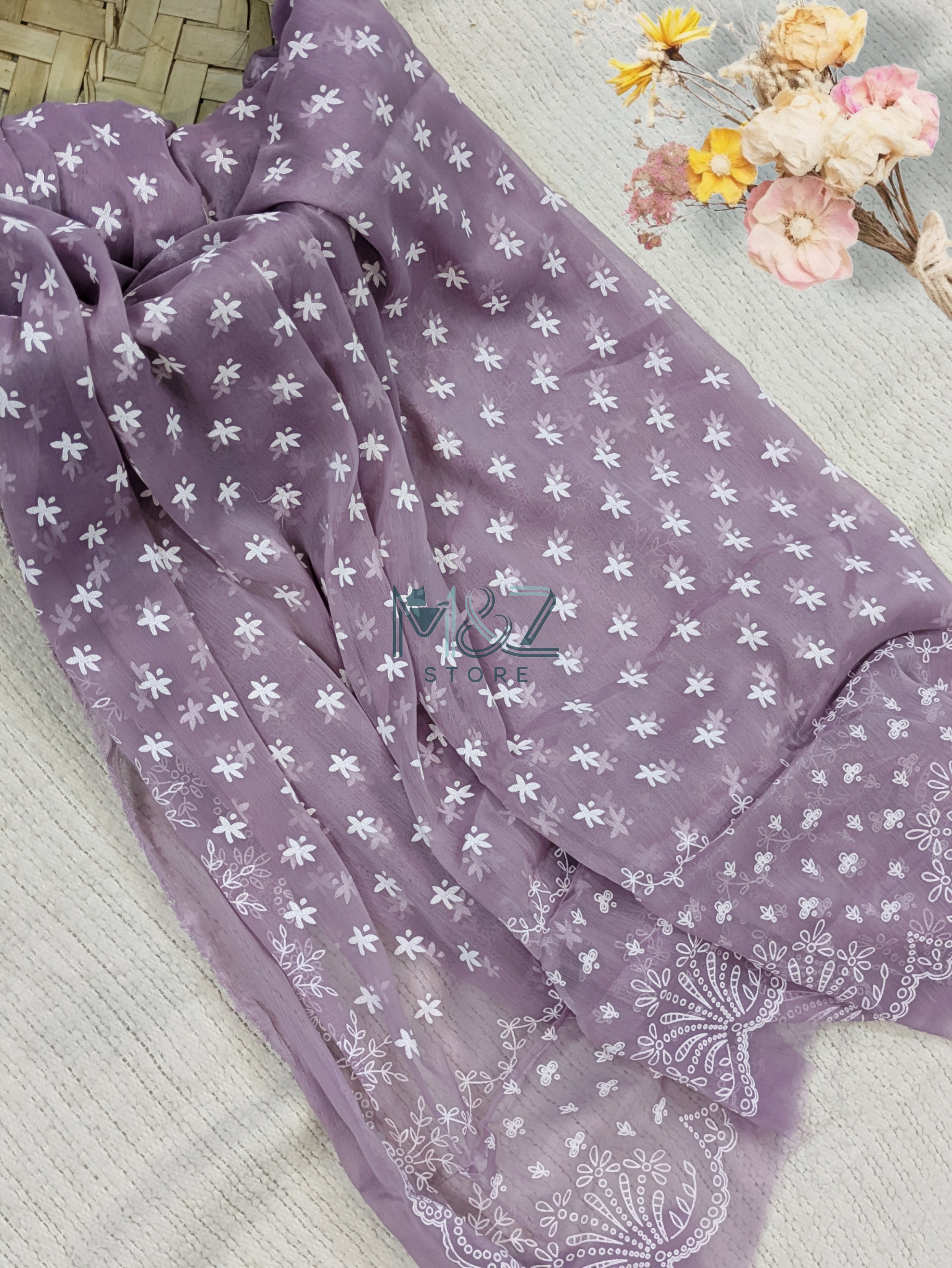 Chiffon Block Print Dupatta 2.5 yards