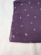 Georgette Chiffon Hijab Stole with Silver Leaf Foil Design - 2 Gaz