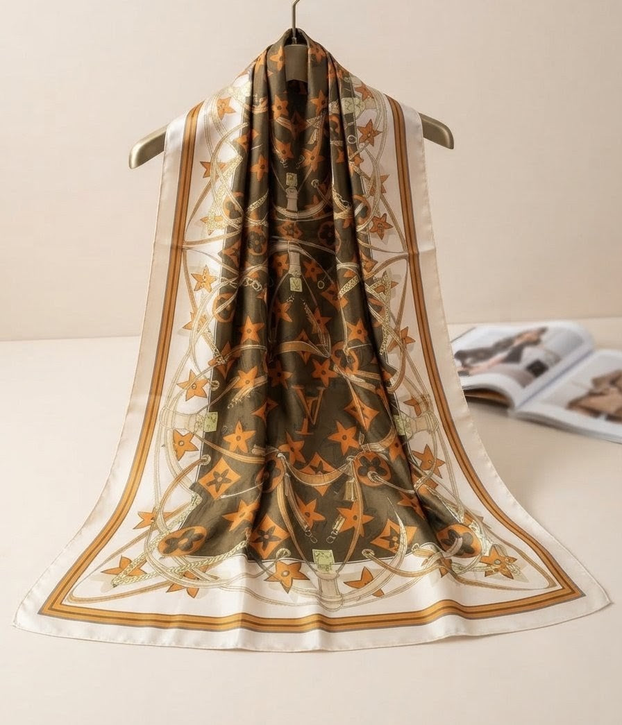 Silk Printed Hijab Printed Silk Scarf- Silk stoller - Silk hijabs Lightweight Satin Scarves