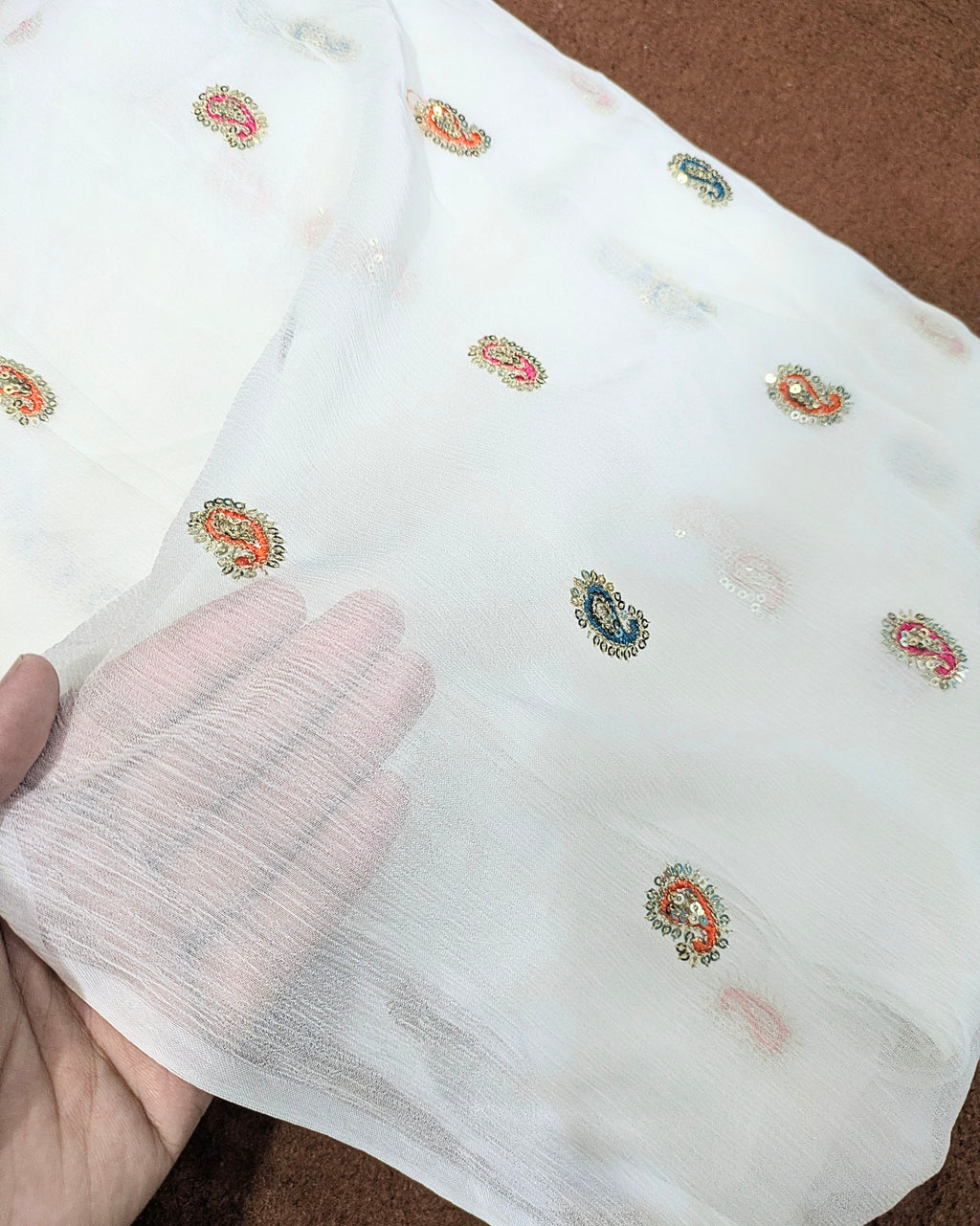Pure Chiffon Multi Embroidery Dupatta Diyable Dupatta In all colors 2.5 yards