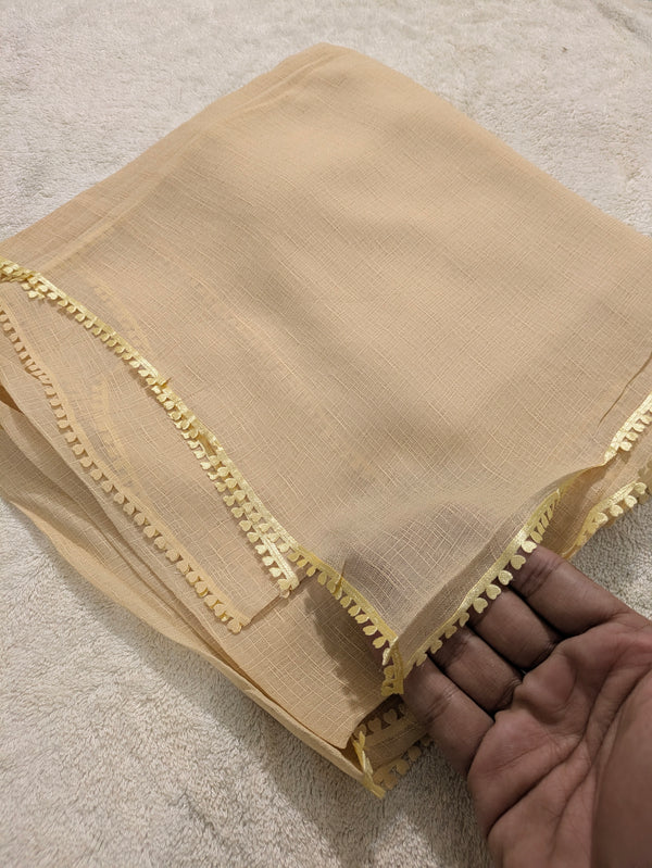 Premium Soft Lawn Hijab with Four Side Lace & Textured Fabric – 2 Yards