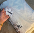 Voile Lawn white Scalloped Dupatta with black  Embroidery |  lawn Cutwork Dupatta