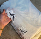 Voile Lawn white Scalloped Dupatta with black  Embroidery |  lawn Cutwork Dupatta