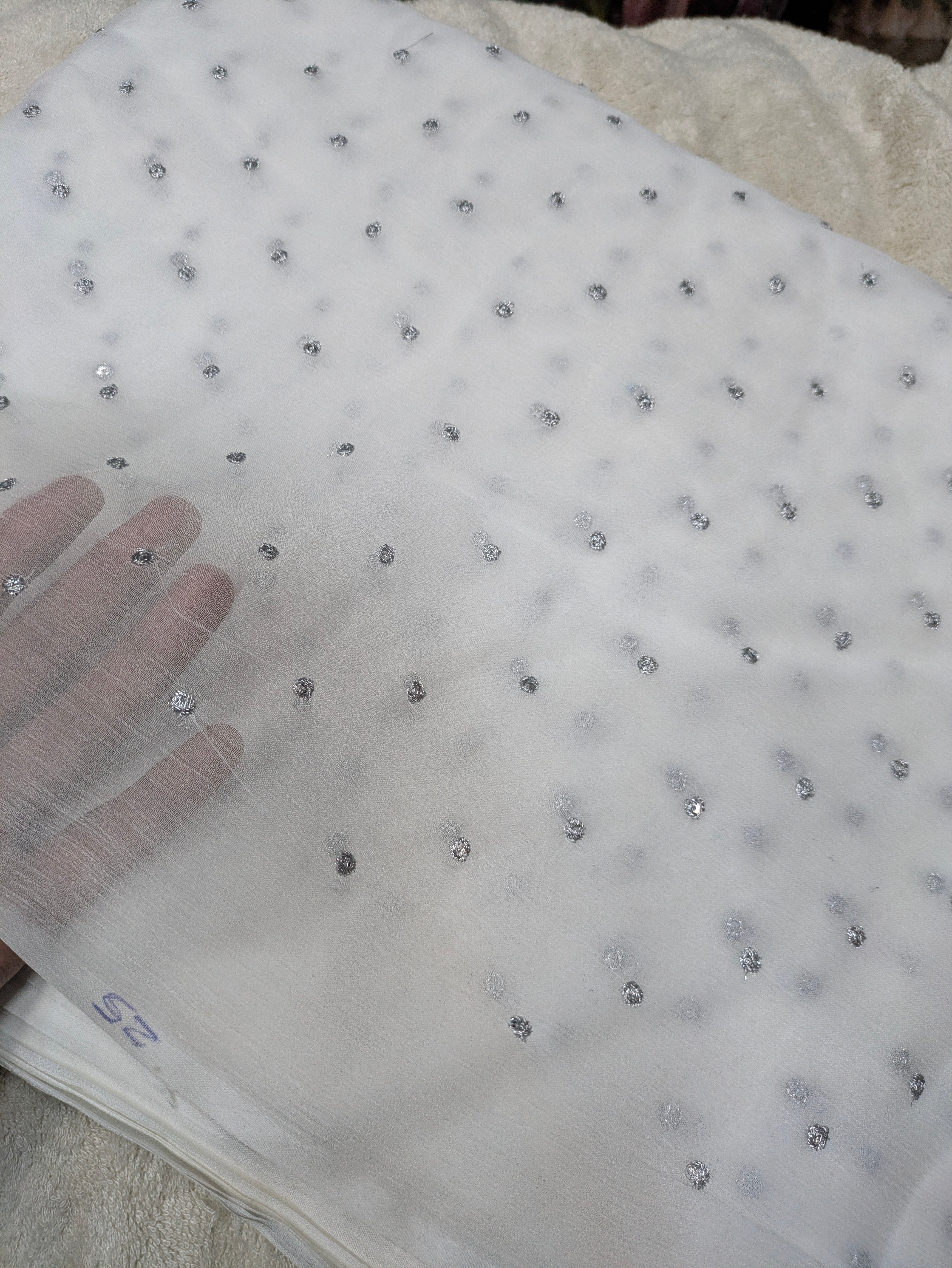 Premium Chiffon Dupatta with Silver Chan Embroidery | Soft & Elegant Party Wear Dupatta | 2.5 Yards