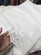 Voile Lawn Scalloped Dupatta with White Embroidery | white lawn Cutwork Dupatta Diyable in all colors 2.5 yards