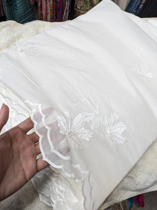 Voile Lawn Scalloped Dupatta with White Embroidery | white lawn Cutwork Dupatta Diyable in all colors 2.5 yards