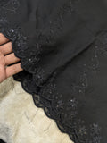Elegant Black Chiffon Dupatta with Black Embroidery & Sequin Work – 2.3 Yards