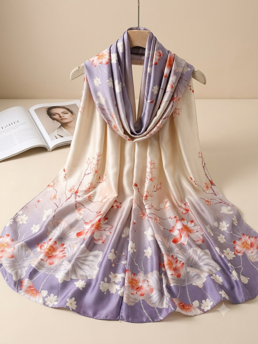 Silk Printed Hijab Printed Silk Scarf- Silk stoller - Silk hijabs Lightweight Satin Scarves