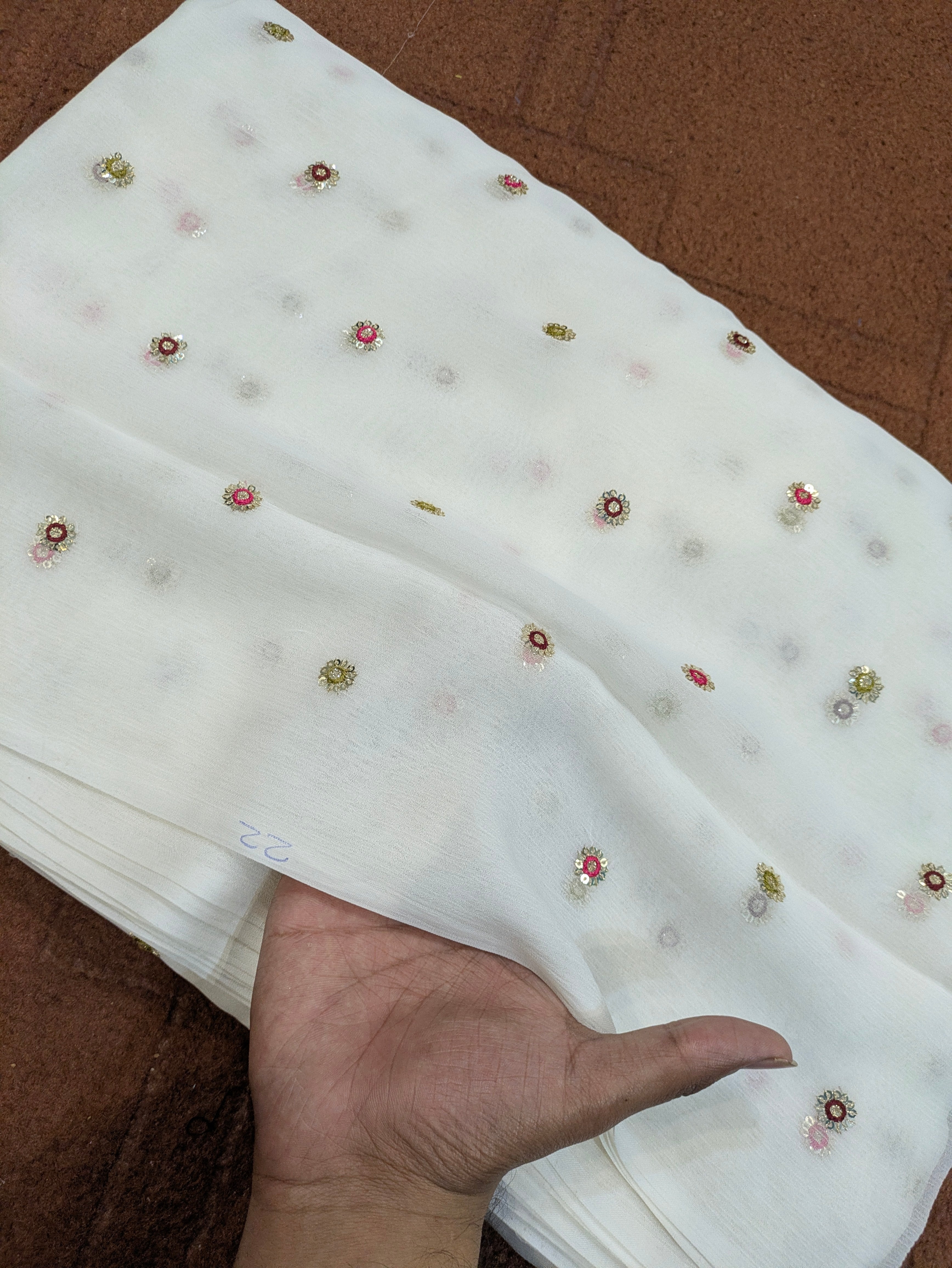 Pure Chiffon Multi Embroidery Dupatta Diyable Dupatta In all colors 2.5 yards