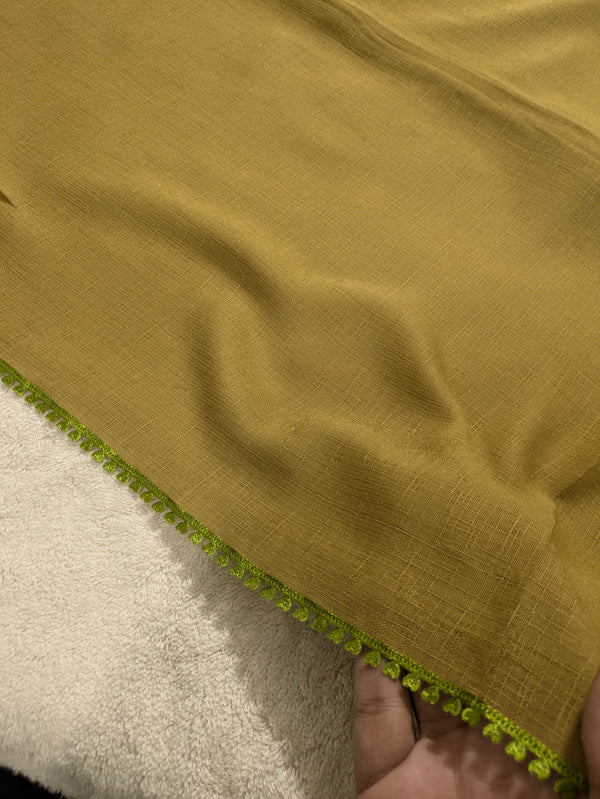 Premium Soft Lawn Hijab with Four Side Lace & Textured Fabric – 2 Yards