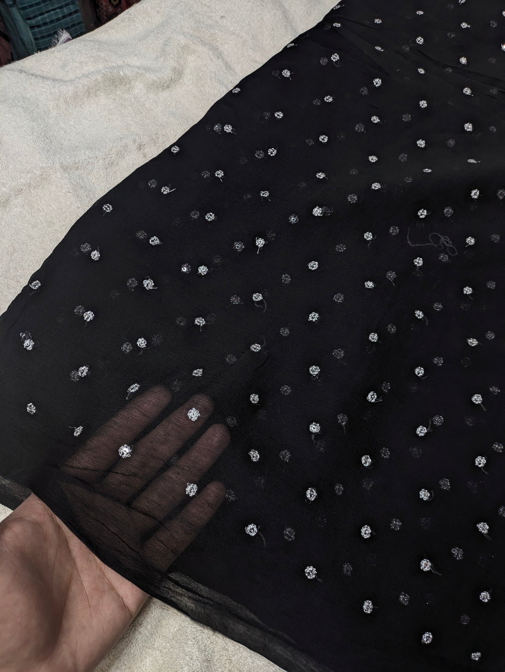 Black Chiffon Dupatta with Silver Embroidery | Premium Party Wear & Wedding Dupatta | 2.5 Yards