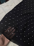 Black Chiffon Dupatta with Silver Embroidery | Premium Party Wear & Wedding Dupatta | 2.5 Yards