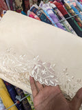 Cream Voile Lawn Scalloped Dupatta with Cream Embroidery | Cream  lawn Cutwork Dupatta 2.5 yards