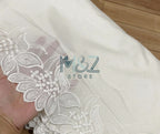Voile Lawn Scalloped Dupatta with White Embroidery | white lawn Cutwork Dupatta