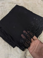 Elegant Black Chiffon Dupatta with Black Embroidery & Sequin Work – 2.3 Yards