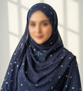 Georgette Chiffon Hijab Stole with Silver Leaf Foil Design - 2 Gaz