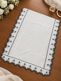 White Organza Dupatta with Black Scallop Four Side Embroidery – 2.5 Yards