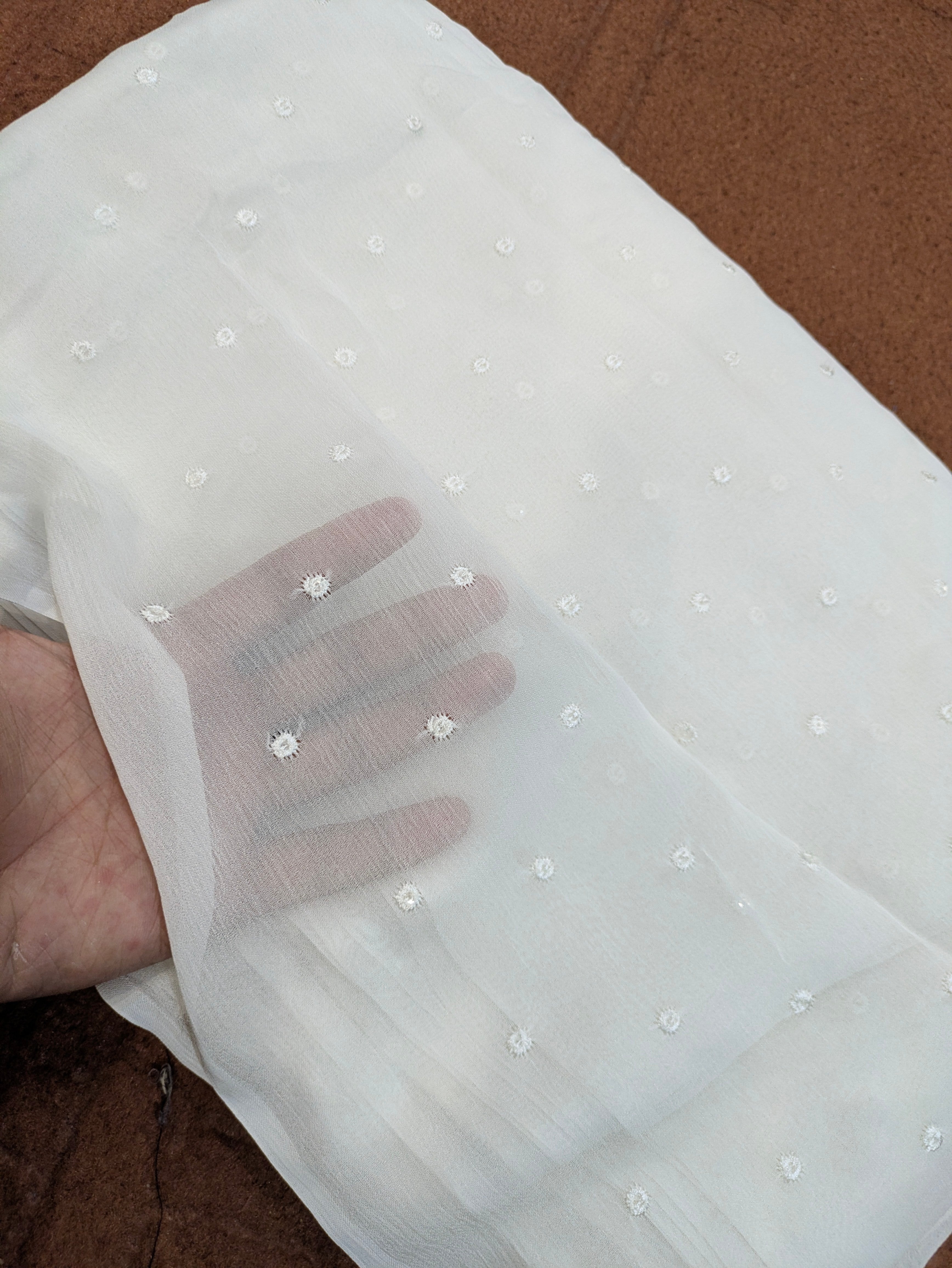 Chiffon Georgette Dot embroidery  Dupatta – Dyeable Fabric 2.5 yards