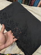 Voile Lawn black  Scalloped Dupatta with black    Embroidery | black lawn Cutwork Dupatta 2.5 yards length
