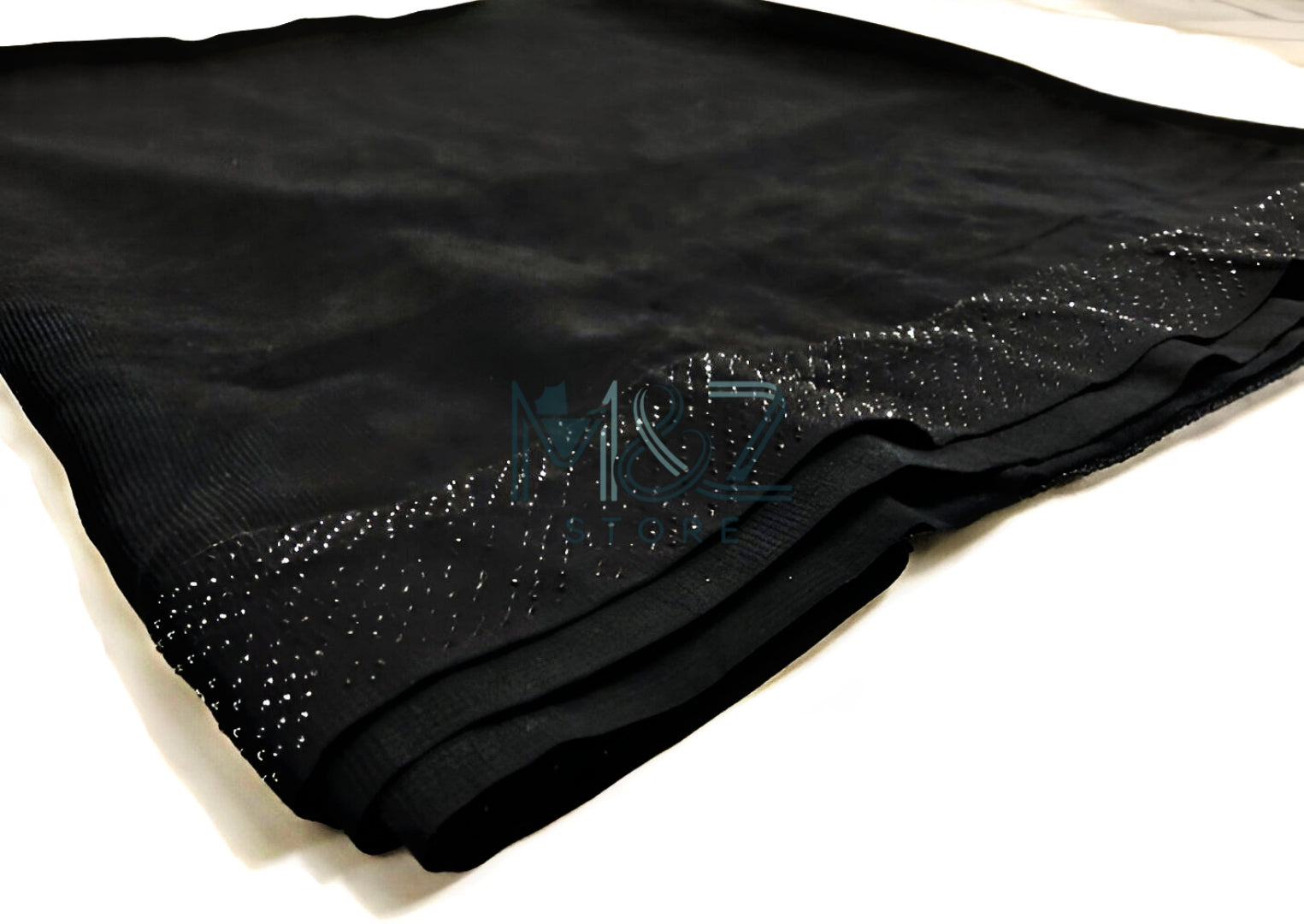 Black Irani Georgette Chaddar with Black Stone work 2.75 yards (round chaddar)