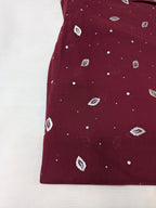 Georgette Chiffon Hijab Stole with Silver Leaf Foil Design - 2 Gaz