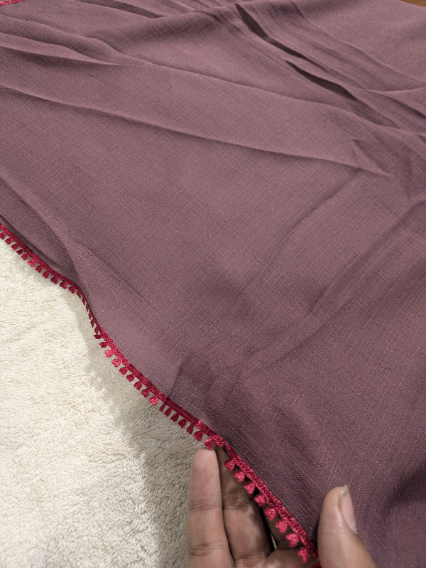 Premium Soft Lawn Hijab with Four Side Lace & Textured Fabric – 2 Yards