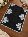 Black Organza Dupatta with White Embroidery