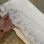 Voile Lawn white Scalloped Dupatta with silver  Embroidery |  lawn Cutwork Dupatta