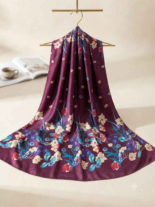 Silk Printed Hijab Printed Silk Scarf- Silk stoller - Silk hijabs Lightweight Satin Scarves