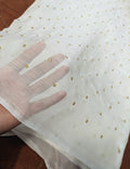 White Chiffon Dupatta with Golden Zari Embroidery Dyeable | 2.5 yards