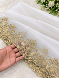 Soft Organza Dupatta with 2 Side Golden Scallop Embroidery | Elegant Party Wear Dupatta | Diyable Fabric | 2.5 Yards
