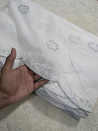 Voile Lawn white Scalloped Dupatta with silver  Embroidery |  lawn Cutwork Dupatta Diyable in all colors 2.5 yards length