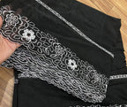 Voile Lawn black  Scalloped Dupatta with White  Embroidery | black  lawn Cutwork Dupatta