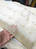 Soft Organza Dupatta with 2 Side Golden Scallop Embroidery | Elegant Party Wear Dupatta | Diyable Fabric | 2.5 Yards