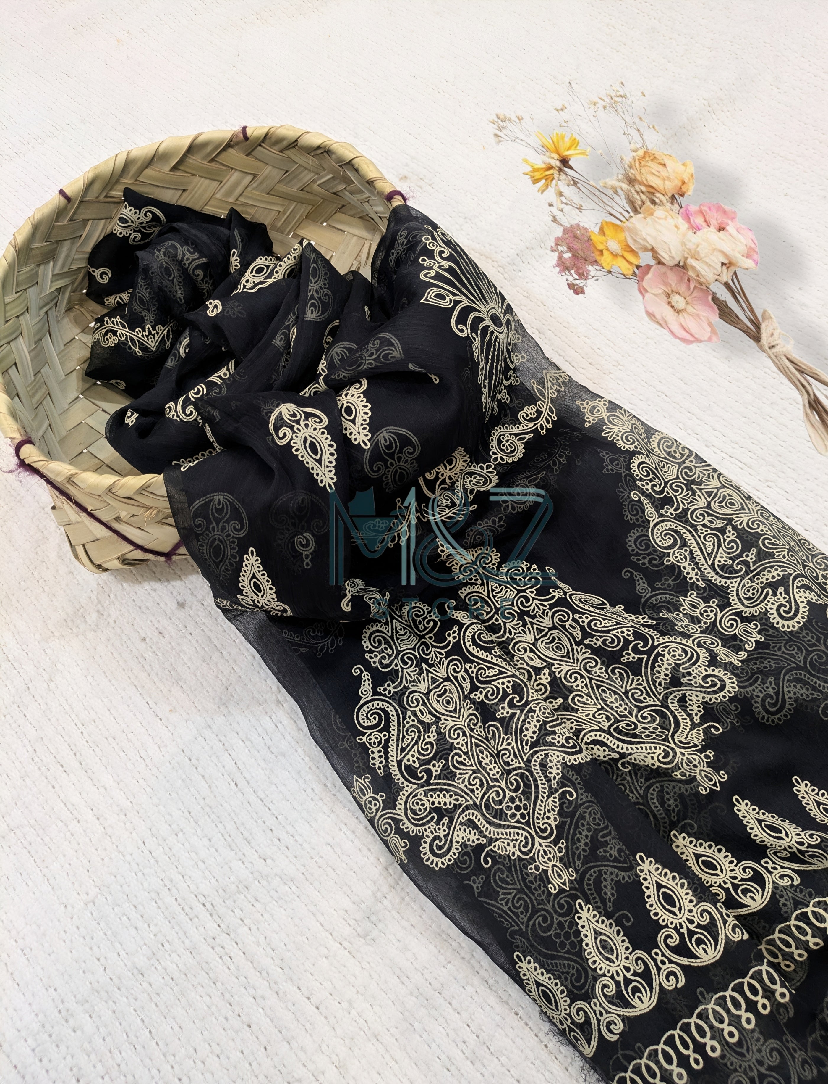 Chiffon Block Print Dupatta 2.5 yards