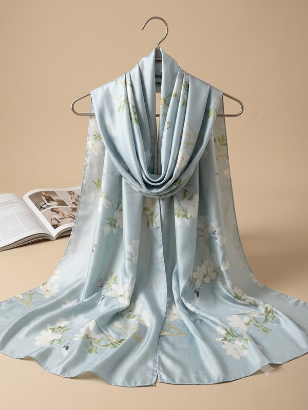 Silk Printed Hijab Printed Silk Scarf- Silk stoller - Silk hijabs Lightweight Satin Scarves