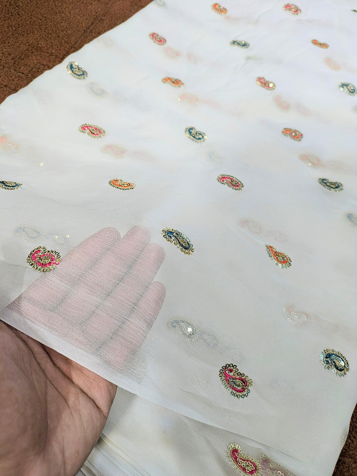 Pure Chiffon Multi Embroidery Dupatta Diyable Dupatta In all colors 2.5 yards
