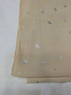 Georgette Chiffon Hijab Stole with Silver Leaf Foil Design - 2 Gaz